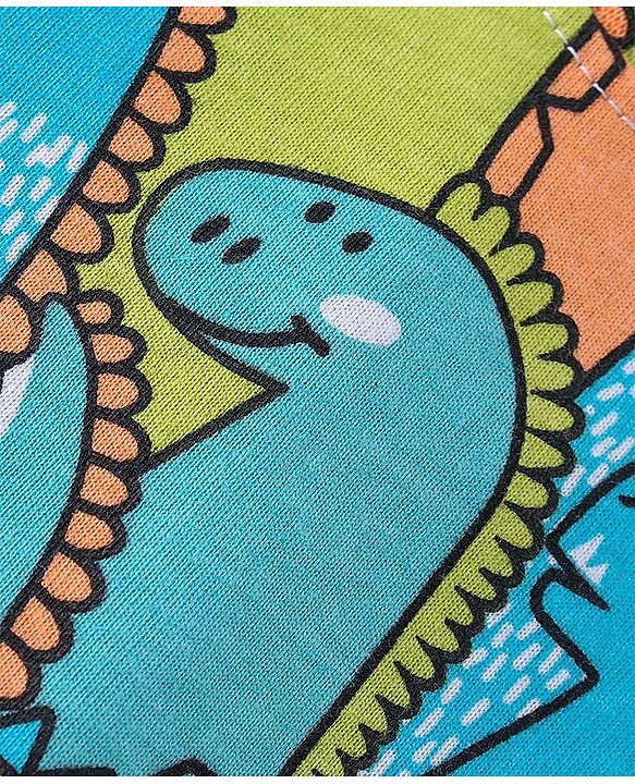 Babyhug 100% Cotton Knit Half Sleeves T-Shirt & Shorts Set Dino Print - Multicolor