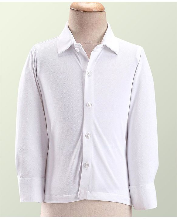 Babyhug Party Wear Full Sleeves Textured Stretch 3 Pieces Party Suit - White & Blue