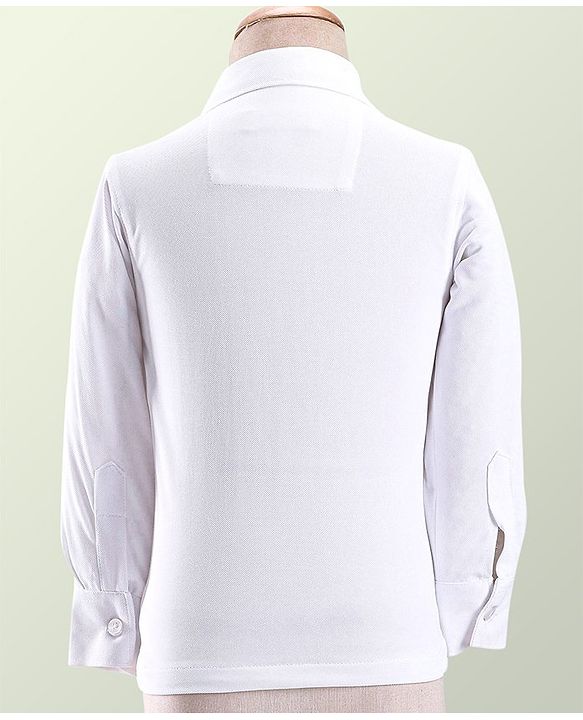 Babyhug Party Wear Full Sleeves Textured Stretch 3 Pieces Party Suit - White & Blue