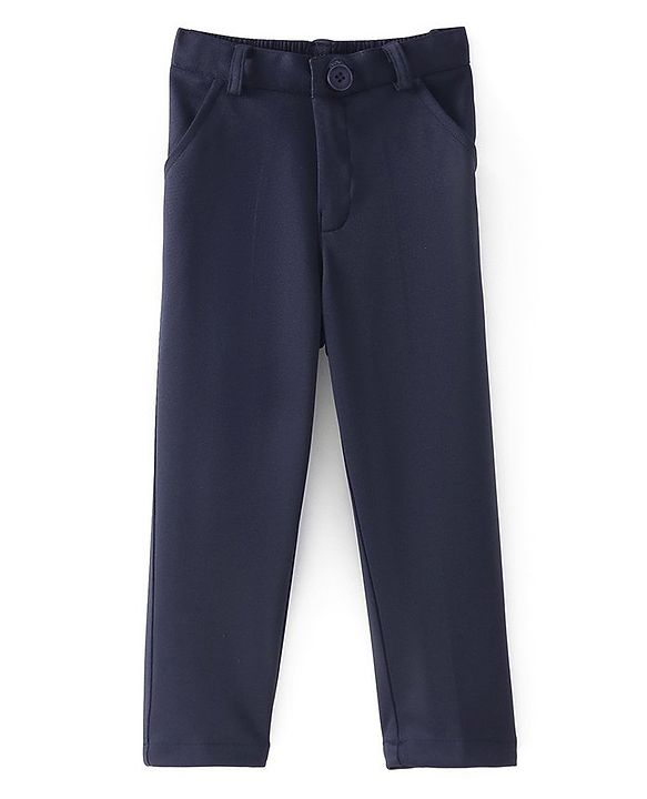 Babyhug Full Sleeves Party Suit with Waistcoat & Bow - Navy Blue
