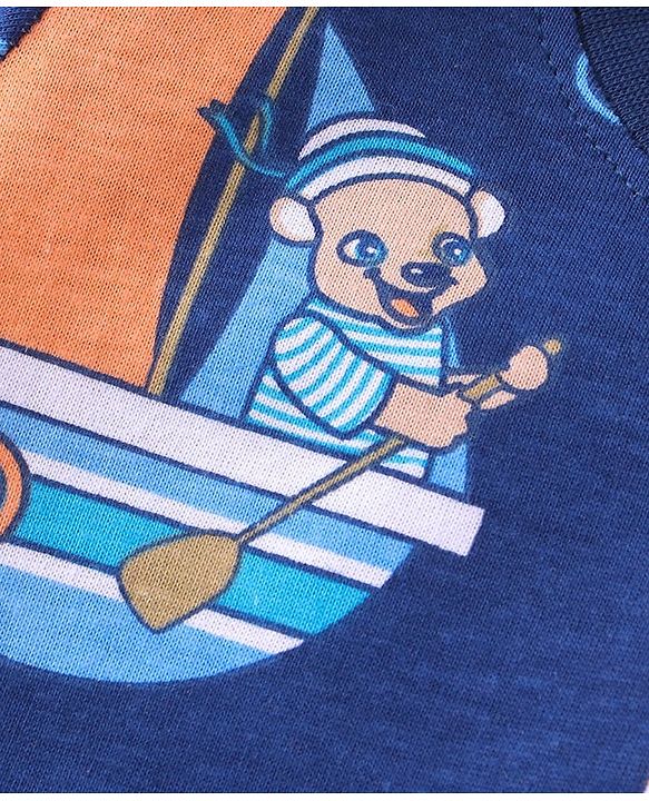 Babyhug 100% Cotton Knit Single Jersey Half Sleeves T-Shirt & Shorts With Light House Print - Blue