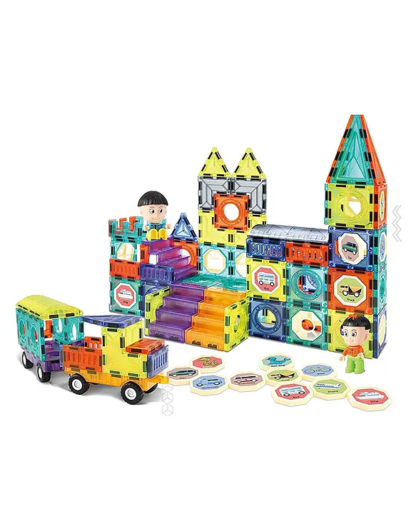 Sanjary 139 PCS Magnetic Tiles Building Blocks Set Preschool Educational  Construction Kit Magnet Stacking Toys Kids Toddlers Children COLOR MAY  VARY
