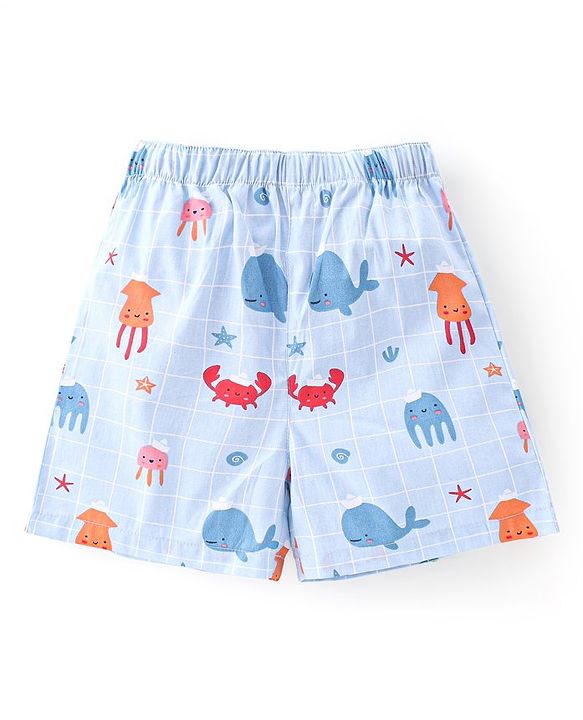 Babyhug Poplin Woven  Boxers Checkered & Space Theme Print Pack of 3 - Multicolour
