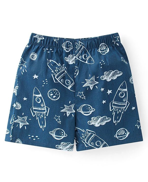 Babyhug Poplin Woven  Boxers Checkered & Space Theme Print Pack of 3 - Multicolour