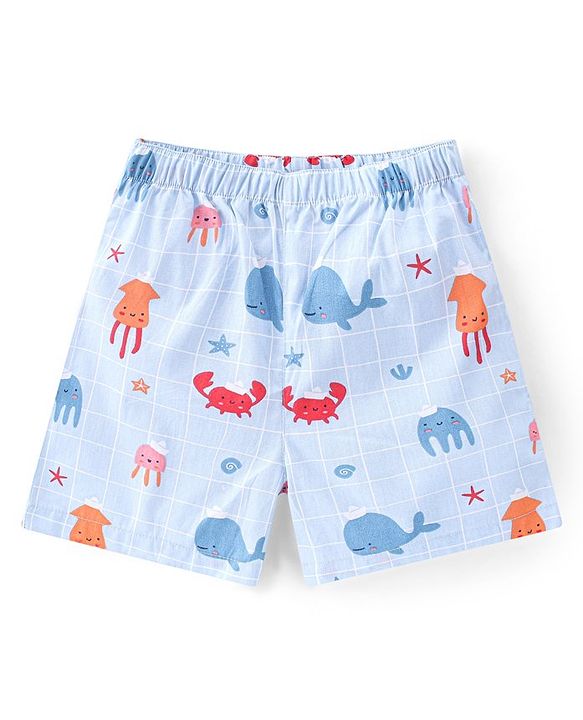 Babyhug Poplin Woven  Boxers Checkered & Space Theme Print Pack of 3 - Multicolour