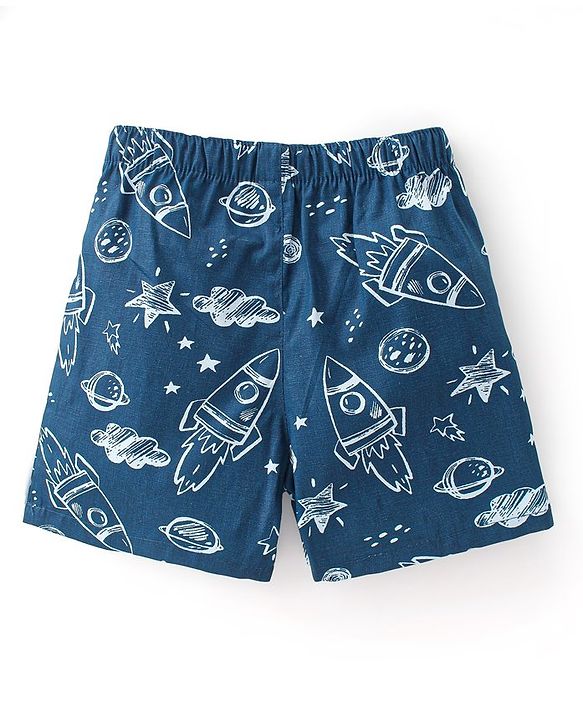 Babyhug Poplin Woven  Boxers Checkered & Space Theme Print Pack of 3 - Multicolour
