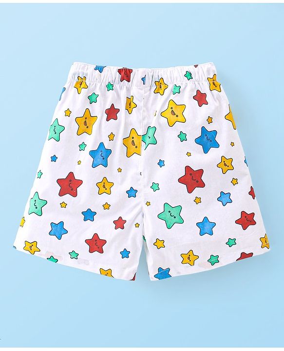 Babyhug Poplin Woven Boxer Stars & Submarine Print Pack of 3 - Blue & White