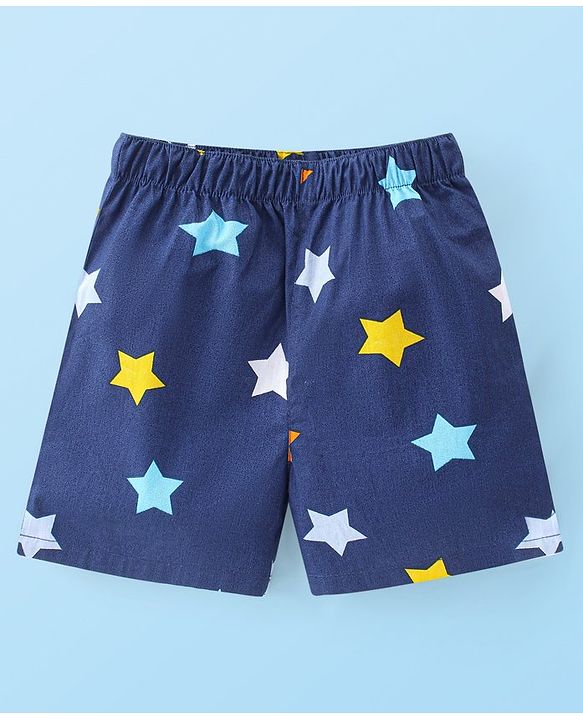 Babyhug Poplin Woven Boxer Stars & Submarine Print Pack of 3 - Blue & White