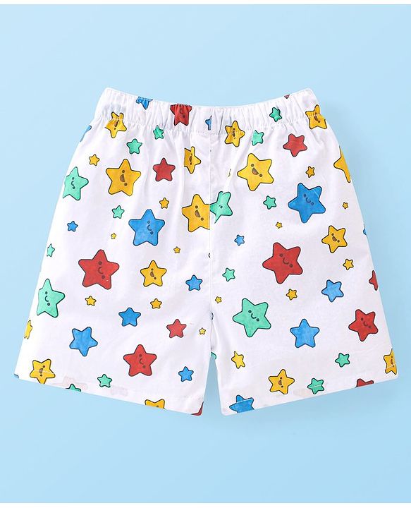 Babyhug Poplin Woven Boxer Stars & Submarine Print Pack of 3 - Blue & White