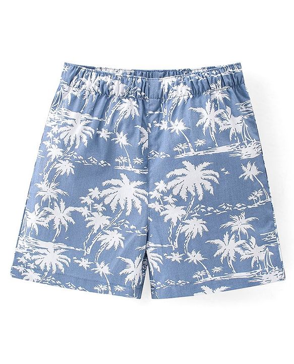 Babyhug Poplin Printed Boxers Pack of 3 - Blue & Orange