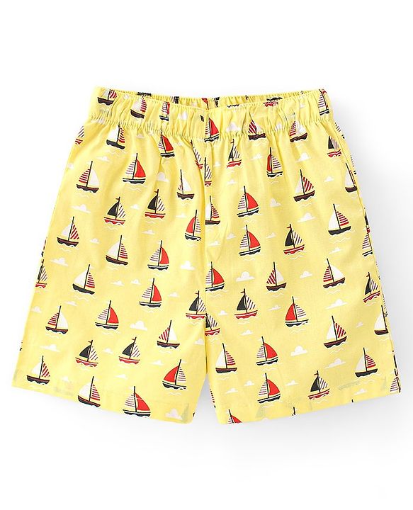 Babyhug Poplin Woven Boxers Football Whale & Boat Print Pack of 3 - Multicolour
