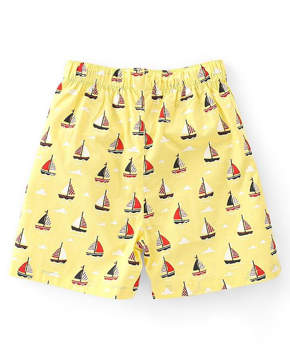 Babyhug Poplin Woven Boxers Football Whale & Boat Print Pack of 3 - Multicolour