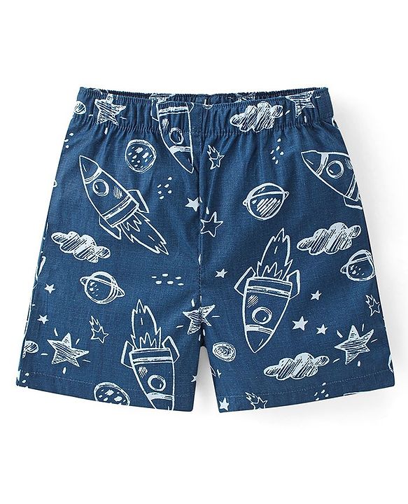 Babyhug Poplin Woven  Boxers with Rocket & Submarine Print Pack of 3 - Multicolour