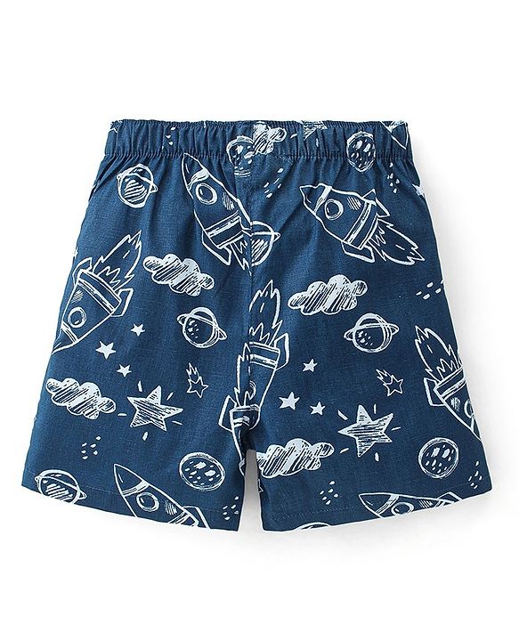 Babyhug Poplin Woven  Boxers with Rocket & Submarine Print Pack of 3 - Multicolour