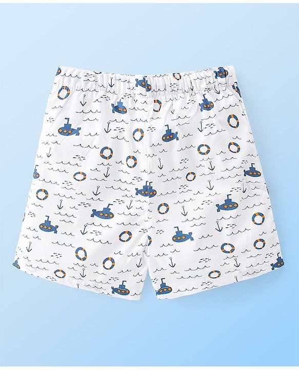 Babyhug Poplin Woven  Boxers with Rocket & Submarine Print Pack of 3 - Multicolour