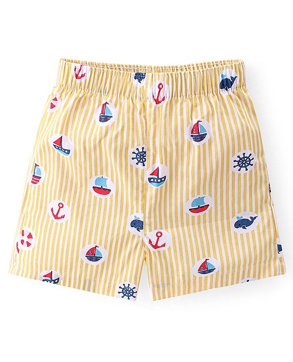 Babyhug Poplin Woven Boat & Sloth Print Boxers Pack of 3 - Multicolour