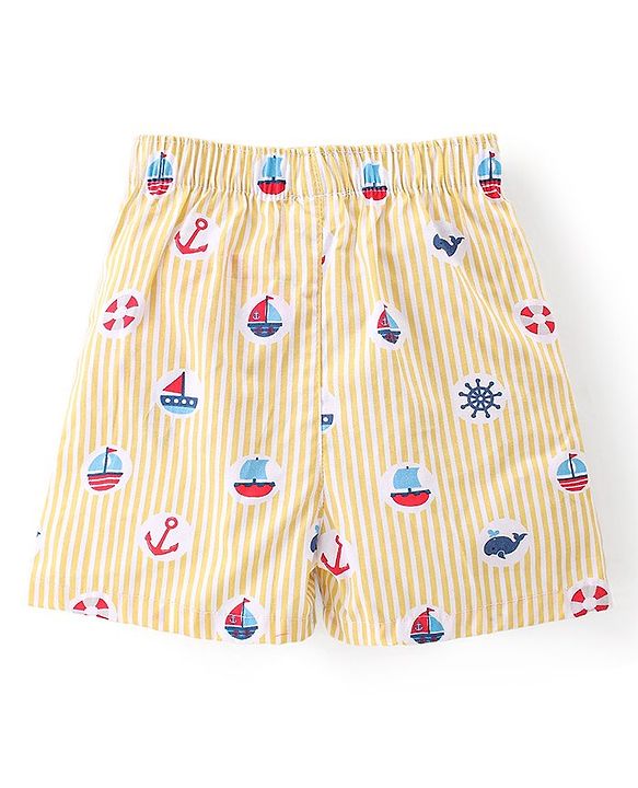 Babyhug Poplin Woven Boat & Sloth Print Boxers Pack of 3 - Multicolour