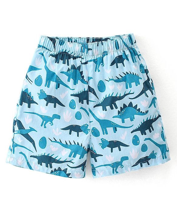 Babyhug Poplin Woven Boxers With Dino & Space Theme Print Pack Of 3 - Blue & Green