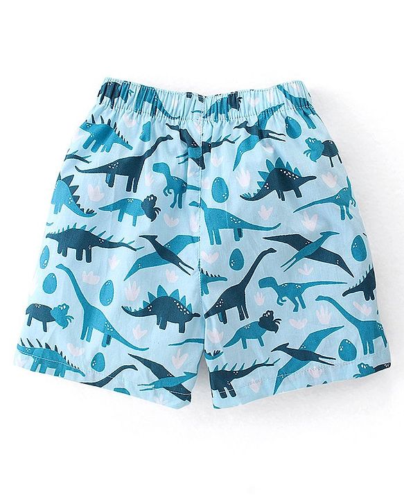 Babyhug Poplin Woven Boxers With Dino & Space Theme Print Pack Of 3 - Blue & Green