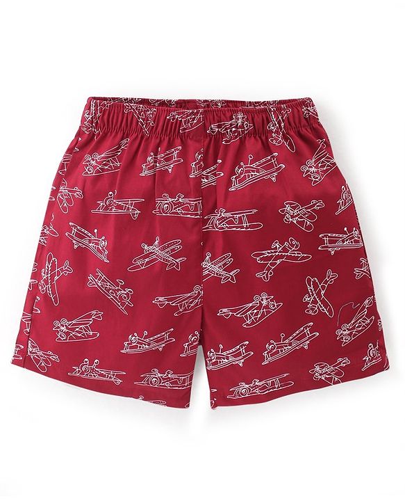 Babyhug Poplin Woven Boxers with Dino Aeroplane & Zebra Print Pack of 3 - Multicolour