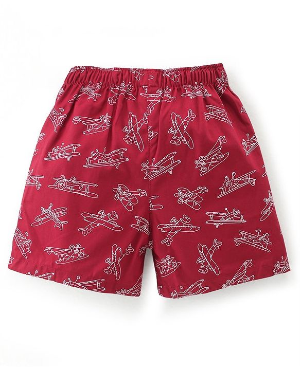 Babyhug Poplin Woven Boxers with Dino Aeroplane & Zebra Print Pack of 3 - Multicolour