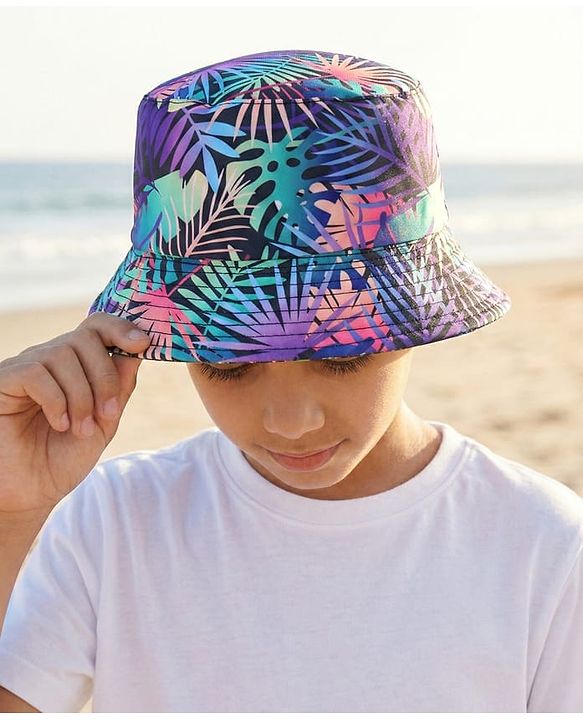 Pine Kids Bucket Cap with Tropical Print - Multicolour
