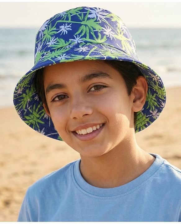 Pine Kids Bucket with Tropical Print - Green