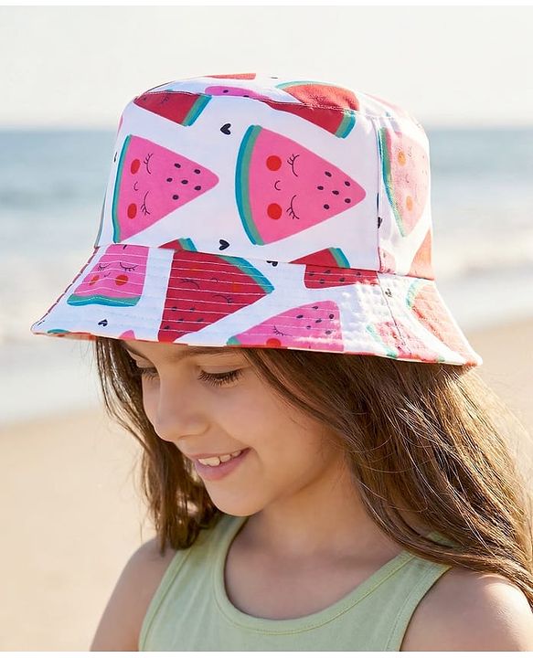 Pine Kids Bucket Hat with Watermelon Print - Multicolour