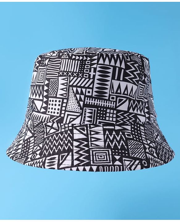 Pine Kids Bucket Hat with African Print - Black