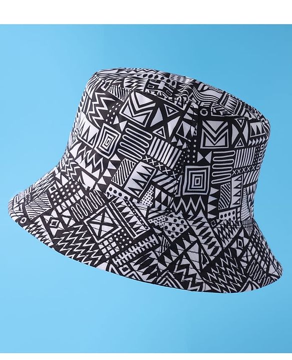 Pine Kids Bucket Hat with African Print - Black