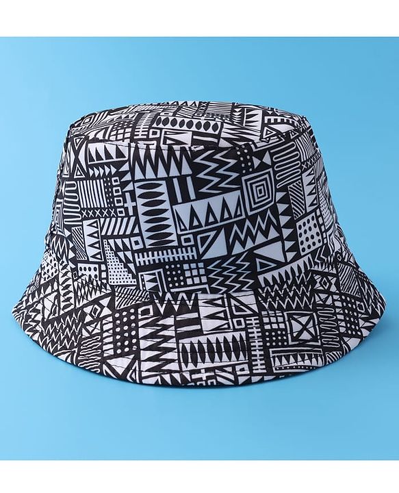 Pine Kids Bucket Hat with African Print - Black