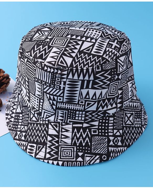 Pine Kids Bucket Hat with African Print - Black