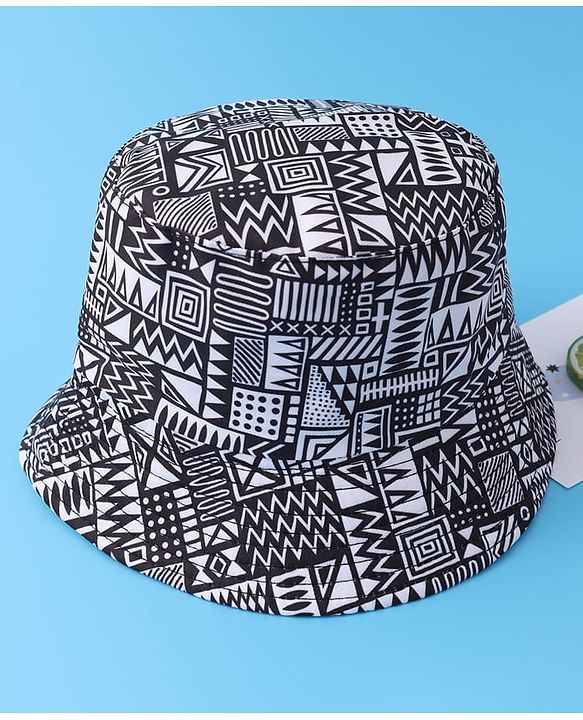 Pine Kids Bucket Hat with African Print - Black