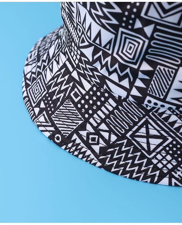 Pine Kids Bucket Hat with African Print - Black