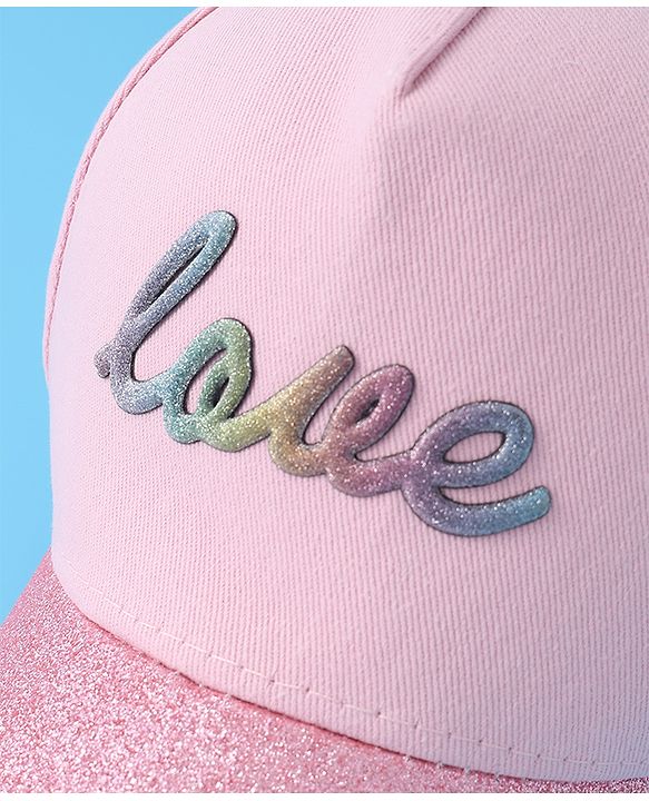 Pine Kids Baseball Cap with Text Print - Pink