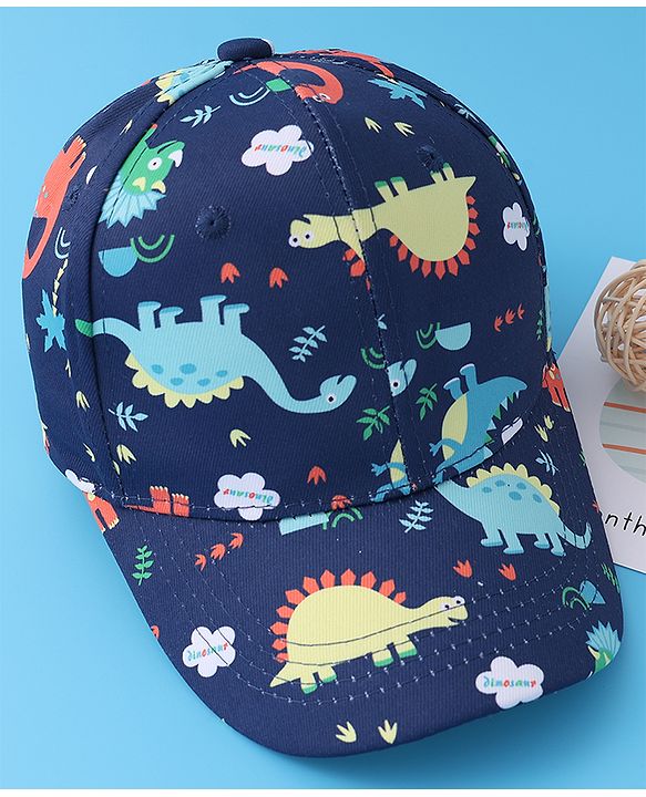 Babyhug Baseball Cap with Dino Print - Dark Blue