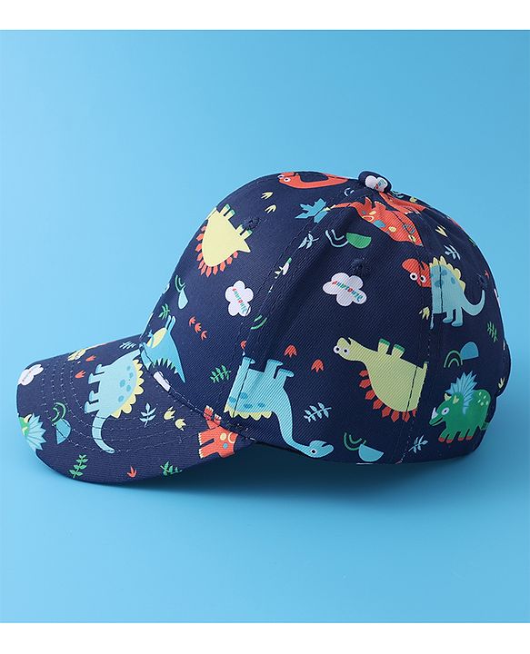 Babyhug Baseball Cap with Dino Print - Dark Blue