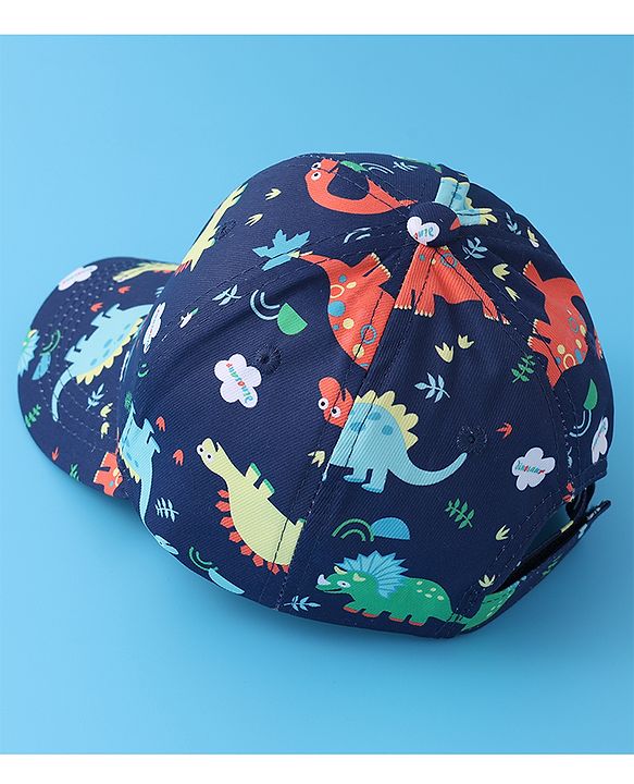 Babyhug Baseball Cap with Dino Print - Dark Blue