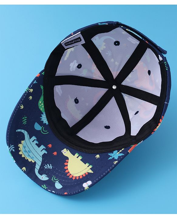 Babyhug Baseball Cap with Dino Print - Dark Blue