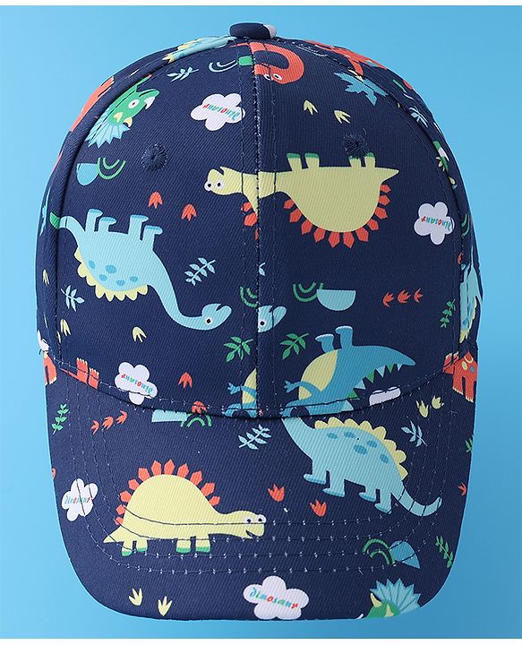 Babyhug Baseball Cap with Dino Print - Dark Blue