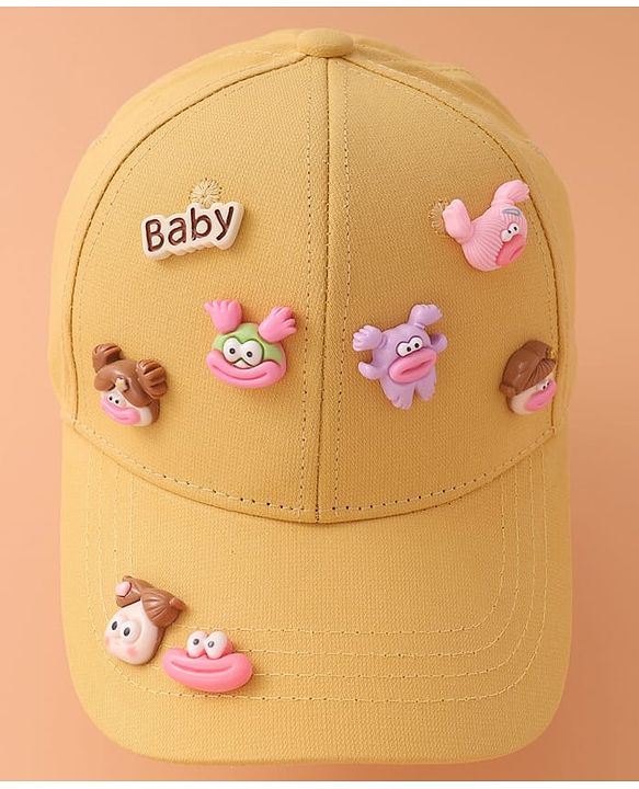 Pine Kids Baseball Cap with Animal Applique - Yellow