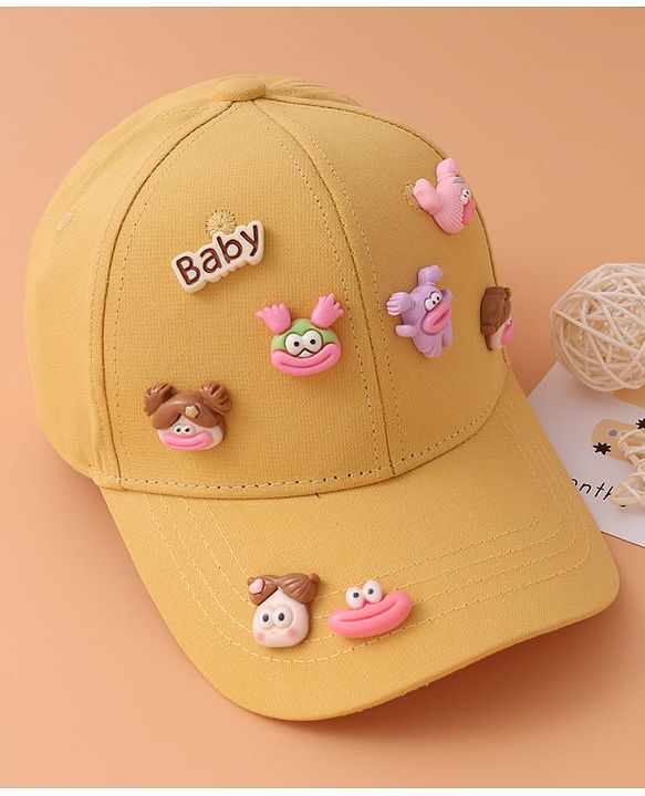Pine Kids Baseball Cap with Animal Applique - Yellow