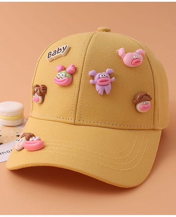 Pine Kids Baseball Cap with Animal Applique - Yellow