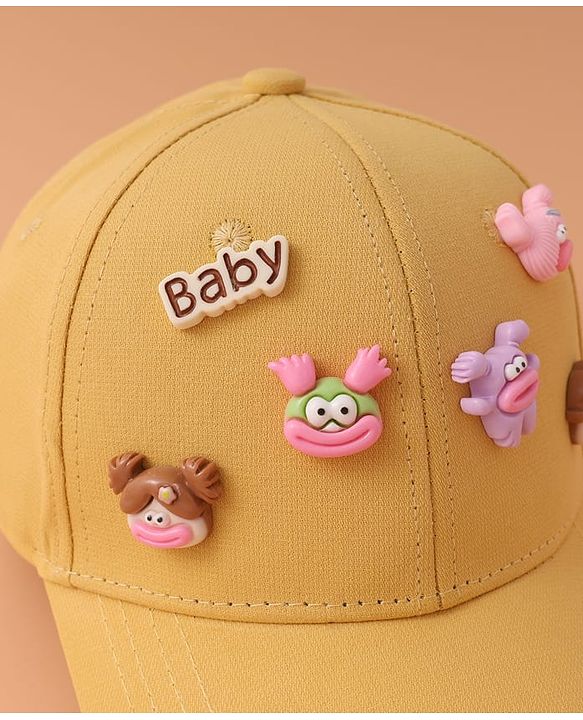 Pine Kids Baseball Cap with Animal Applique - Yellow
