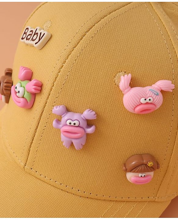 Pine Kids Baseball Cap with Animal Applique - Yellow