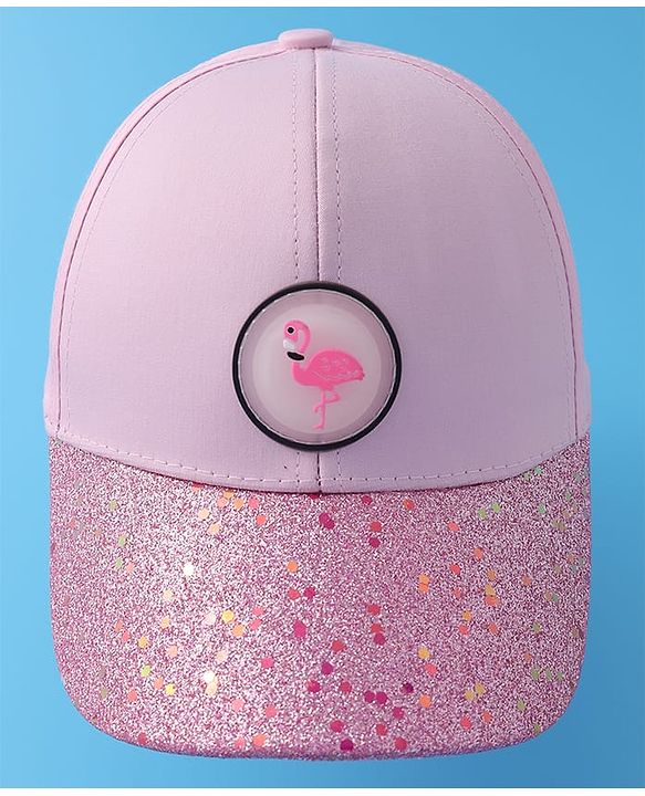 Pine Kids Baseball Shimmered Cap with Flamingo Applique - Pink