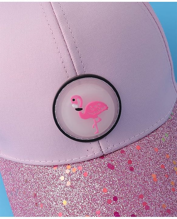 Pine Kids Baseball Shimmered Cap with Flamingo Applique - Pink