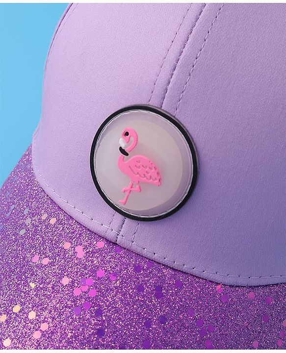 Pine Kids Baseball Shimmered Cap with Flamingo Applique - Purple