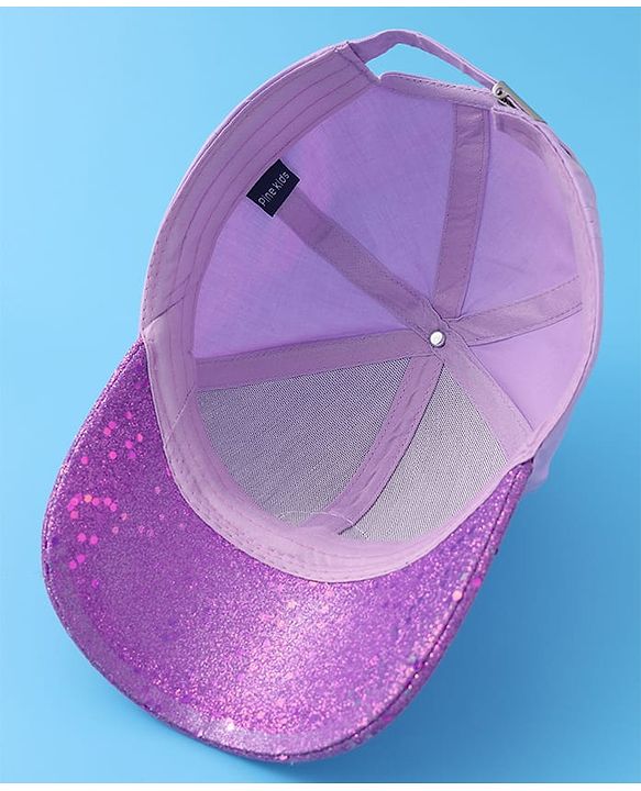 Pine Kids Baseball Shimmered Cap with Flamingo Applique - Purple