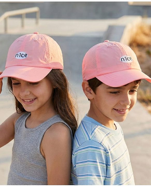 Pine Kids Baseball Cap with Text Print - Pink